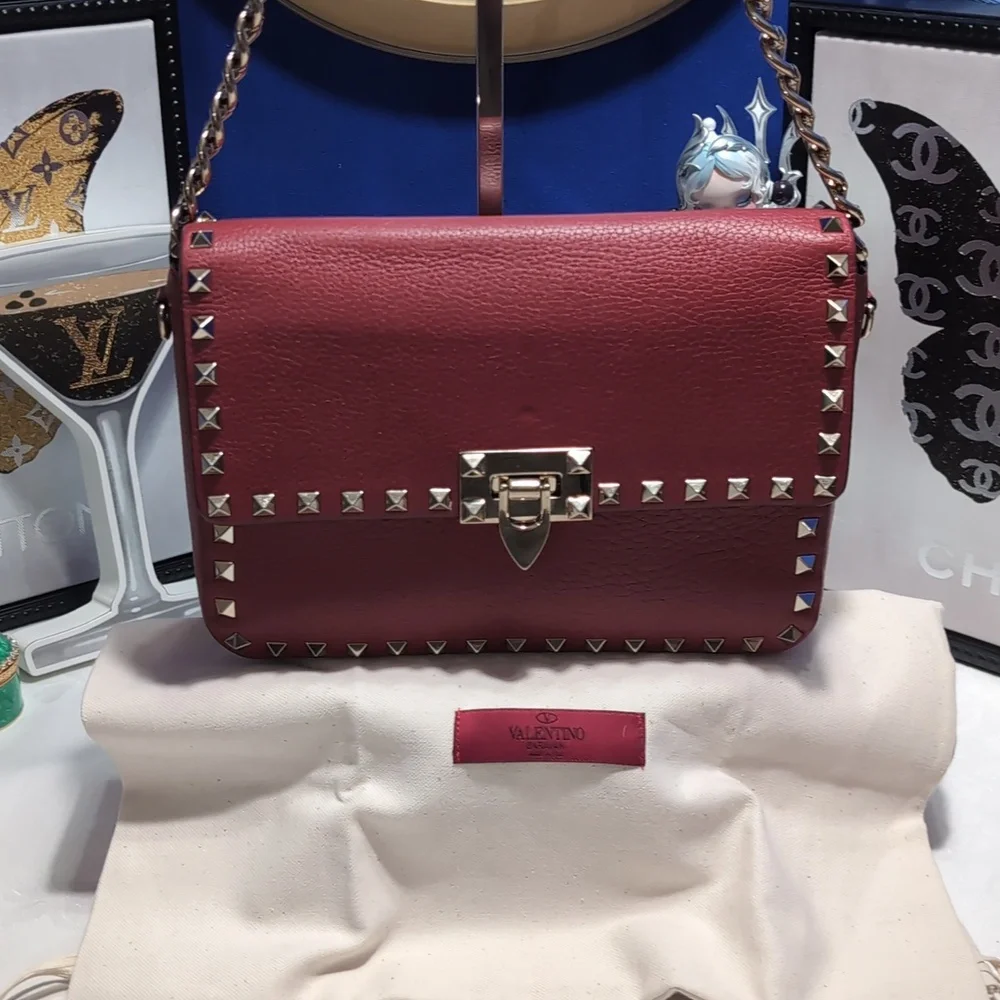 Valentino Garavani Sm. Rockstud Chain Flip Lock Flap Leather Bag - The SIGNATURE